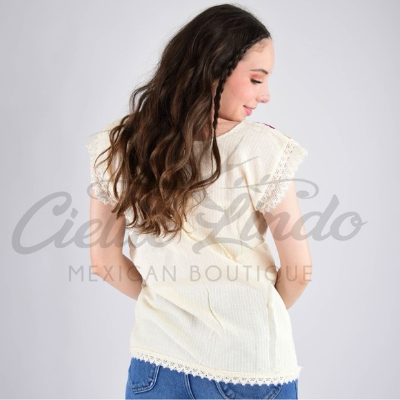 Oaxaca Paloma Cream | Blue Top - Picture 3 of 6